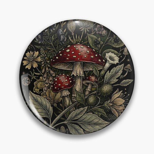 Item preview, Dark Academia Amanita Mushroom Vintage Botanical Illustration Art designed and sold by K Design Store.