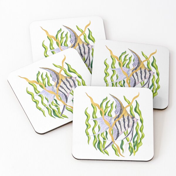 Item preview, Between the Reeds – Kintsugi Angelfish Watercolour designed and sold by newsuept25.art.
