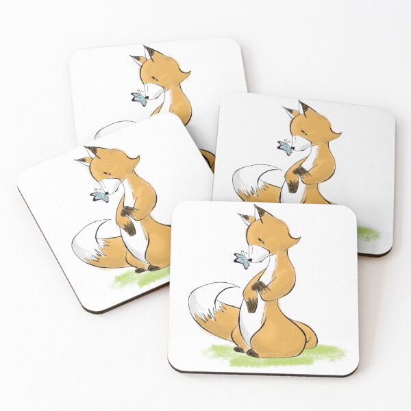Item preview, Fox and Butterfly Kiss designed and sold by FunHappyCute.