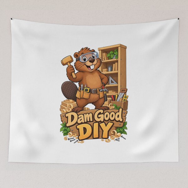 Item preview, Dam Good DIY – Cute Beaver Carpenter Cartoon designed and sold by Isliath.