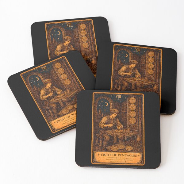 Item preview, Eight of Pentacles Tarot Card - Craftsmanship, Dedication & Mastery designed and sold by ArcanaAbsolute.