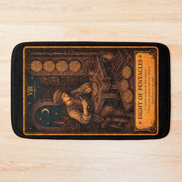 Item preview, Eight of Pentacles Tarot Card - Craftsmanship, Dedication & Mastery designed and sold by ArcanaAbsolute.