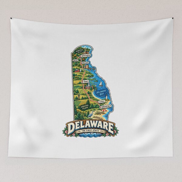 Item preview, Hand Drawn Delaware Travel Souvenir Landmark Gift designed and sold by MichaeIRellov.