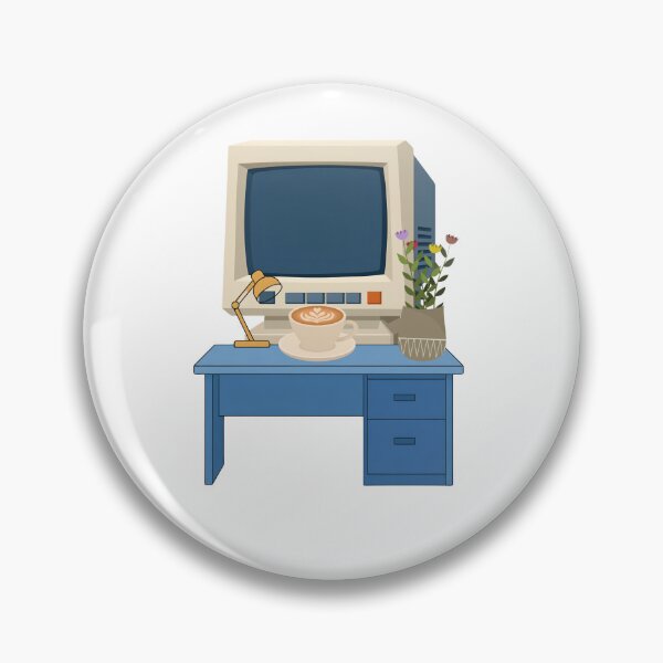 Item preview, Cozy Retro Desktop Aesthetic - Vintage Computer, Coffee & Flowers designed and sold by CreativeOlga.