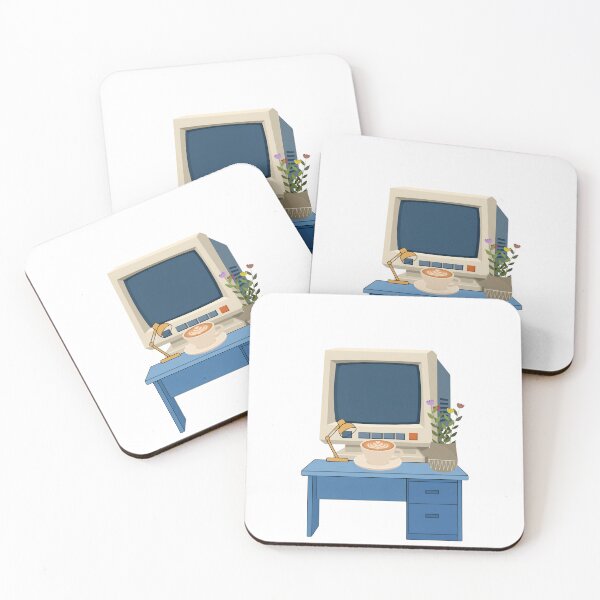 Item preview, Cozy Retro Desktop Aesthetic - Vintage Computer, Coffee & Flowers designed and sold by CreativeOlga.