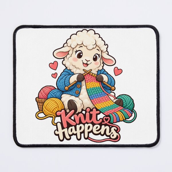 Item preview, Knit Happens – Cute Knitting Sheep Cartoon designed and sold by Isliath.