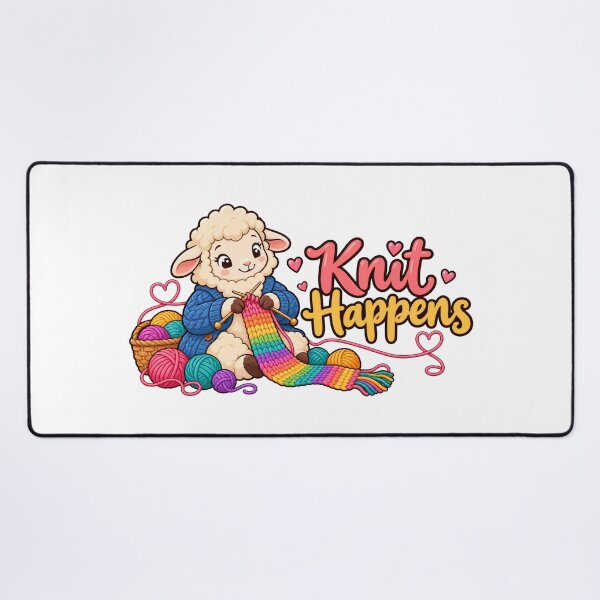 Item preview, Knit Happens – Cute Knitting Sheep Cartoon designed and sold by Isliath.