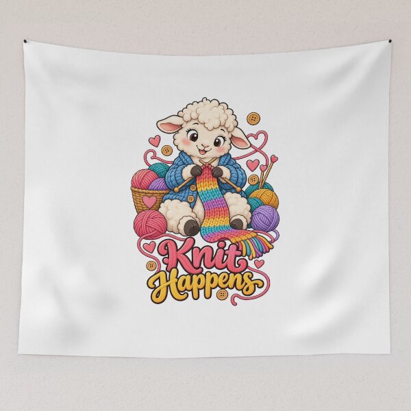 Item preview, Knit Happens – Cute Knitting Sheep Cartoon designed and sold by Isliath.