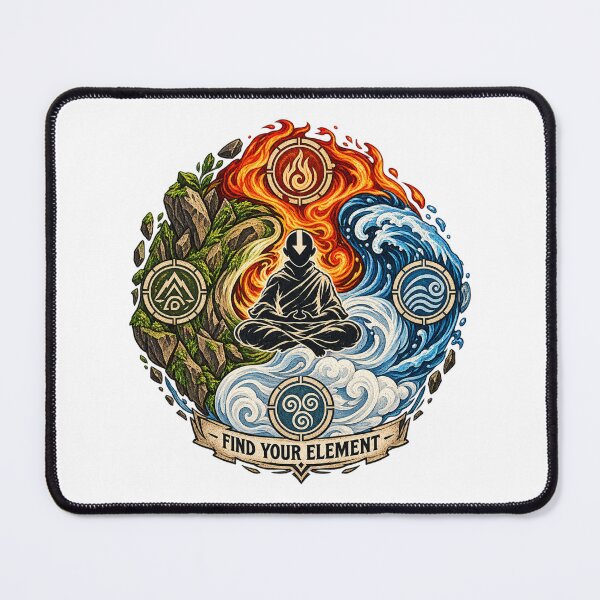Item preview, Avatar Elemental Balance – Four Elements Meditation Air Water Earth Fire Vintage Graphic designed and sold by mocci10.