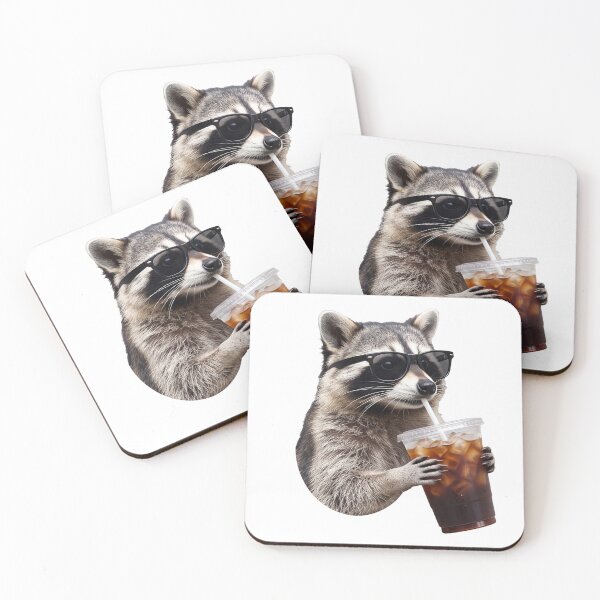Item preview, Raccoon Sunglasses Iced Coffee Animal Lover designed and sold by ZAbiriarto.