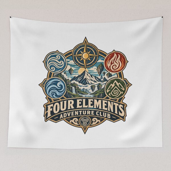 Item preview, Four Elements Adventure Club – Vintage Mountain Explorer Badge Fantasy Graphic Tee designed and sold by mocci10.