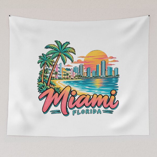 Item preview, Hand Drawn Miami Florida Travel Souvenir Landmark Gift designed and sold by MichaeIRellov.