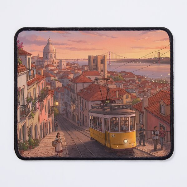 Item preview, Lisbon Golden Hour: Historic Yellow Tram & Alfama Sunset Street View Art Print, Tapestry & Home Decor designed and sold by SOOstudio73.