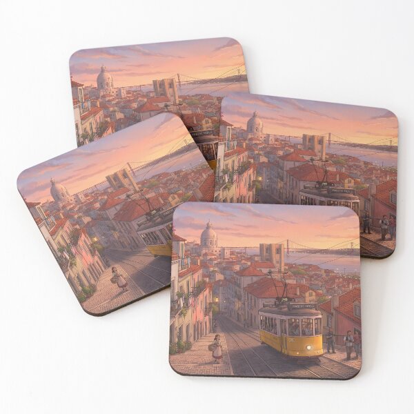 Item preview, Lisbon Golden Hour: Historic Yellow Tram & Alfama Sunset Street View Art Print, Tapestry & Home Decor designed and sold by SOOstudio73.