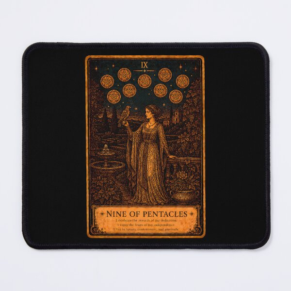 Item preview, Nine of Pentacles Tarot Card - Independence & Success Illustration designed and sold by ArcanaAbsolute.