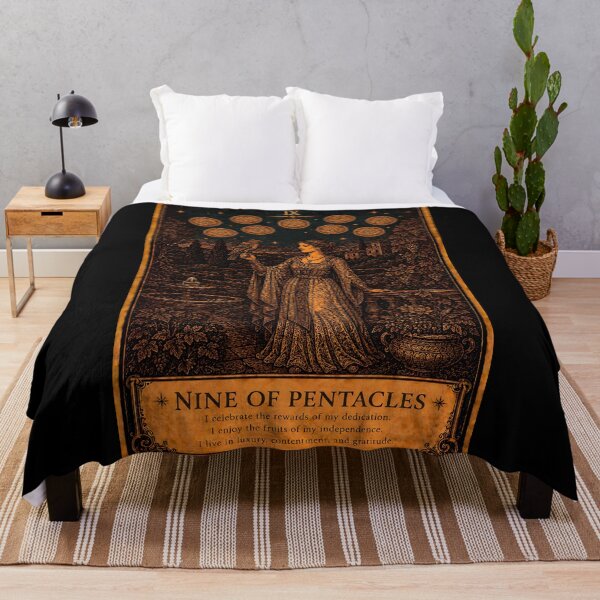 Item preview, Nine of Pentacles Tarot Card - Independence & Success Illustration designed and sold by ArcanaAbsolute.