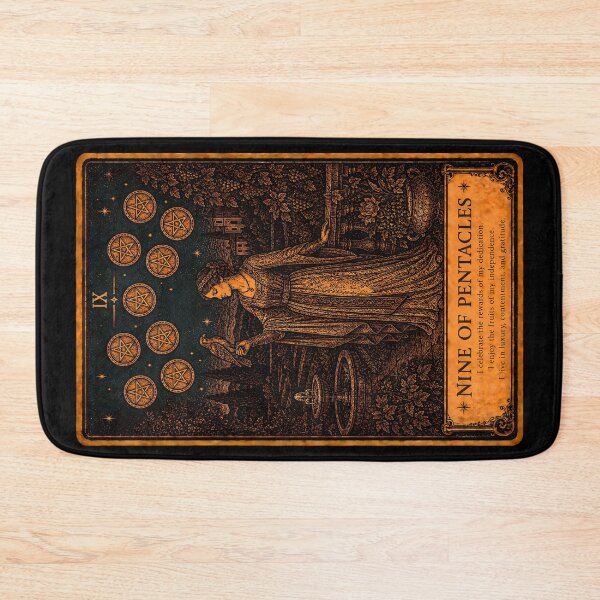 Item preview, Nine of Pentacles Tarot Card - Independence & Success Illustration designed and sold by ArcanaAbsolute.