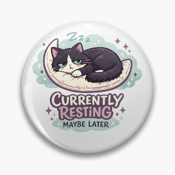 Item preview, Currently Resting Maybe Later Funny Sleepy Tuxedo Cat Moon Art Design designed and sold by inkoutninja.