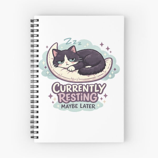 Item preview, Currently Resting Maybe Later Funny Sleepy Tuxedo Cat Moon Art Design designed and sold by inkoutninja.