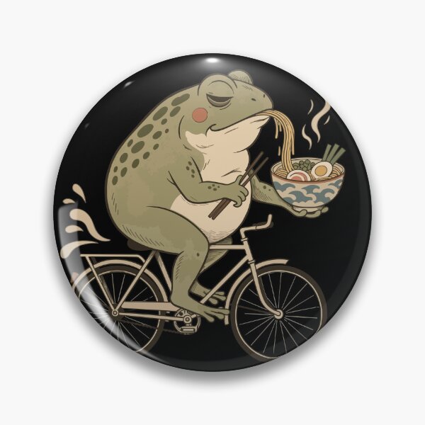 Item preview, Grumpy Frog Riding Bicycle Eating Ramen Soup designed and sold by Litely.