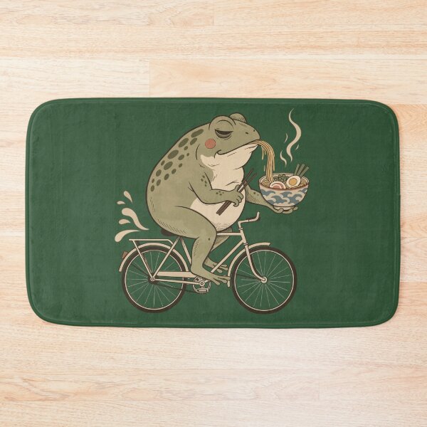 Item preview, Grumpy Frog Riding Bicycle Eating Ramen Soup designed and sold by Litely.