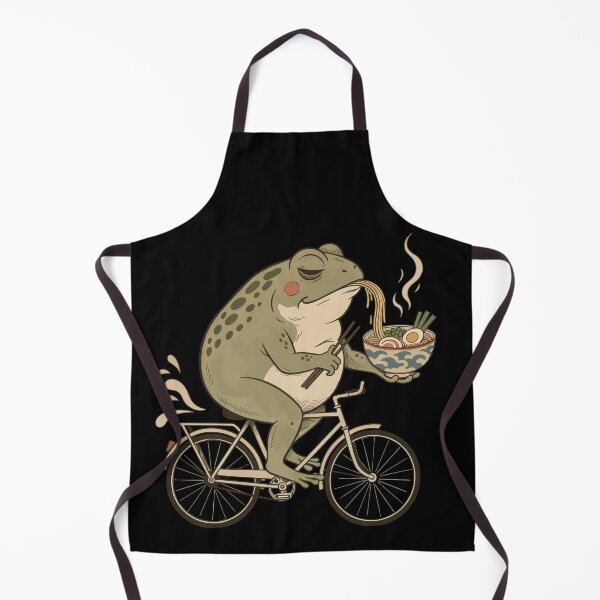 Item preview, Grumpy Frog Riding Bicycle Eating Ramen Soup designed and sold by Litely.