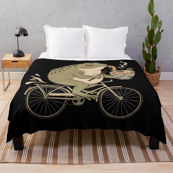 Item preview, Grumpy Frog Riding Bicycle Eating Ramen Soup designed and sold by Litely.