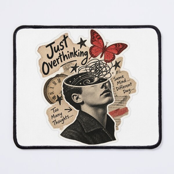 Item preview, Just Overthinking Vintage Aesthetic Mental Health Sticker designed and sold by PRIME4YOU.