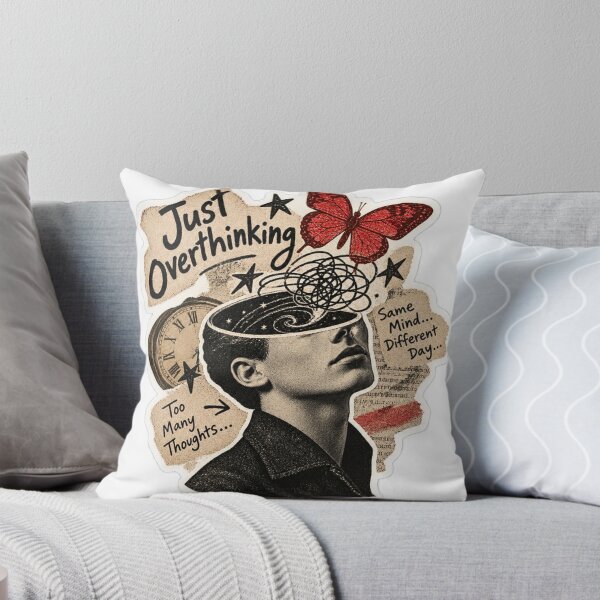 Item preview, Just Overthinking Vintage Aesthetic Mental Health Sticker designed and sold by PRIME4YOU.