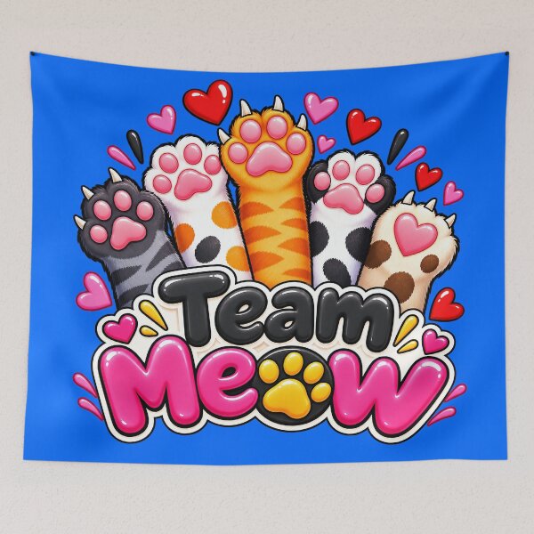 Item preview, Team Meow – Cute Colorful Cat Paws & Hearts Design designed and sold by IMuDesigner.