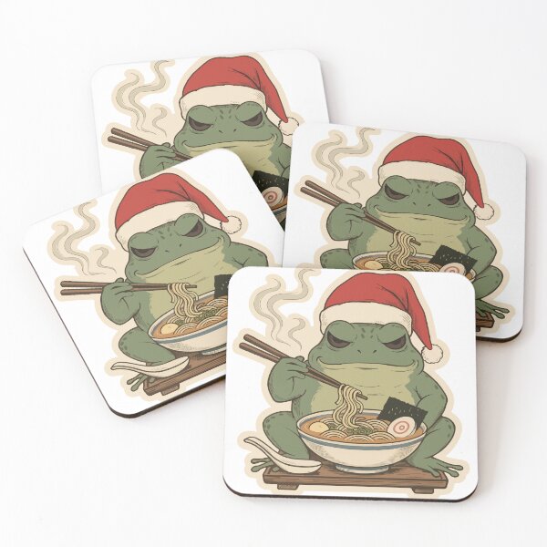 Item preview, Santa Frog Eating Ramen Noodle Soup designed and sold by Litely.
