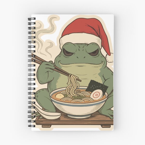 Item preview, Santa Frog Eating Ramen Noodle Soup designed and sold by Litely.