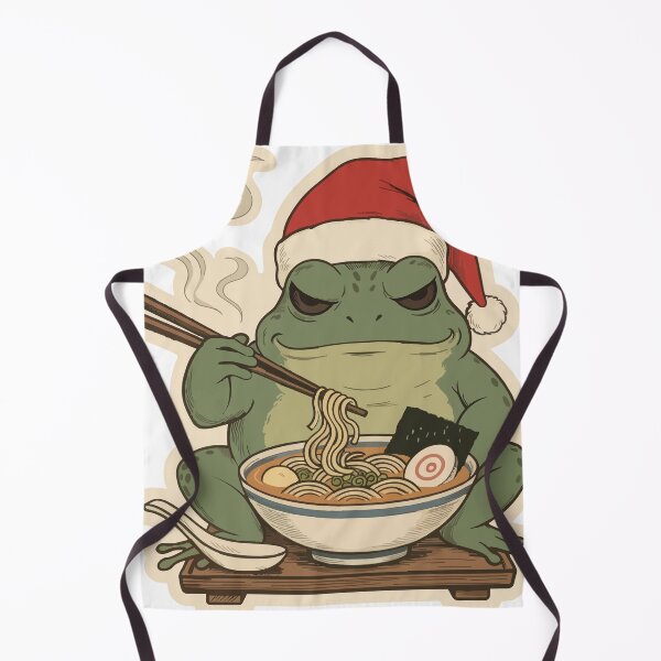 Item preview, Santa Frog Eating Ramen Noodle Soup designed and sold by Litely.