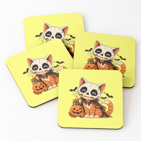 Item preview, Cute Halloween Skeleton Cat With Pumpkin designed and sold by Mirsh-design.