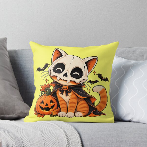 Item preview, Cute Halloween Skeleton Cat With Pumpkin designed and sold by Mirsh-design.