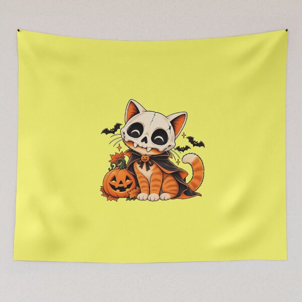 Item preview, Cute Halloween Skeleton Cat With Pumpkin designed and sold by Mirsh-design.