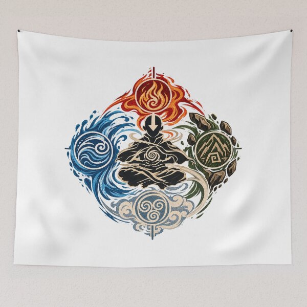 Item preview, Elemental Balance – Four Elements Air Water Earth Fire Meditation Vintage Graphic designed and sold by mocci10.