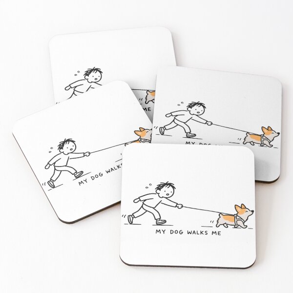 Item preview, My Dog Walks Me – Funny Corgi Minimal Doodle designed and sold by Tlion.