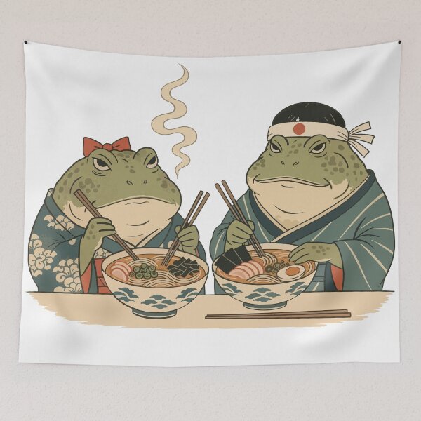 Item preview, Cute Frog Eating Japanese Ramen designed and sold by Litely.