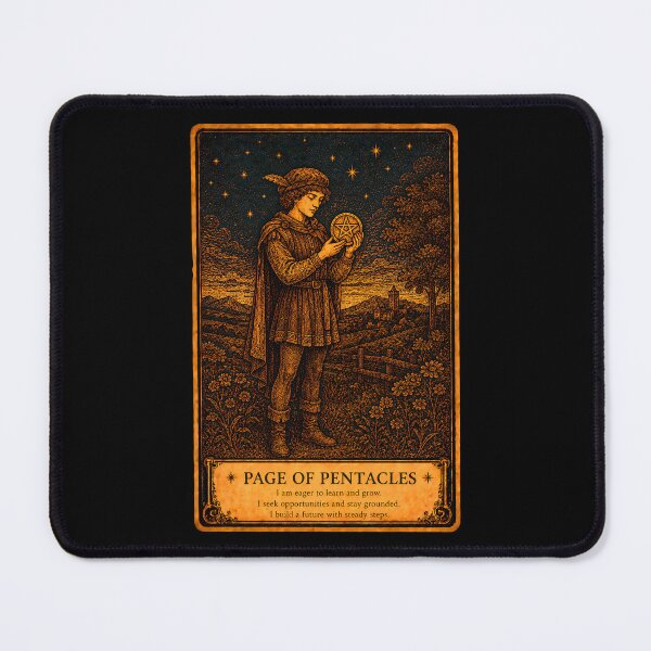 Item preview, Page of Pentacles Tarot Card - Opportunity & New Beginnings Illustration designed and sold by ArcanaAbsolute.