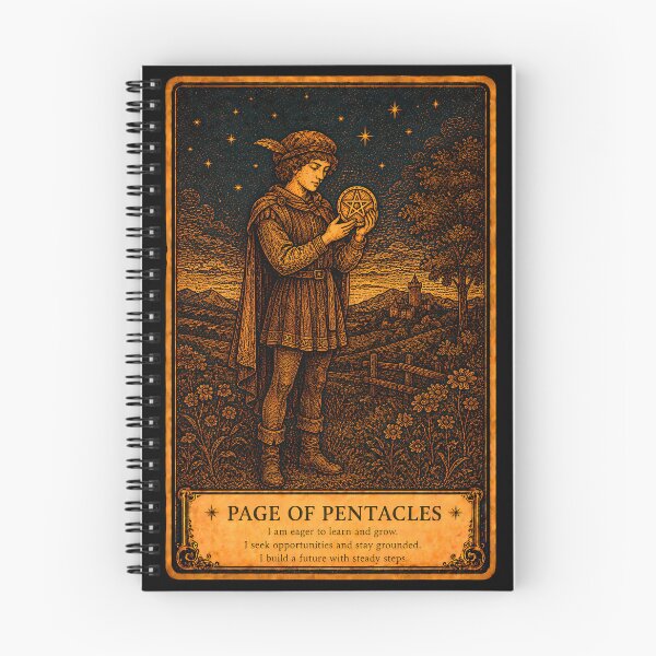 Item preview, Page of Pentacles Tarot Card - Opportunity & New Beginnings Illustration designed and sold by ArcanaAbsolute.