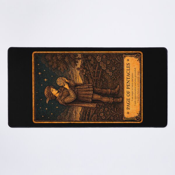 Item preview, Page of Pentacles Tarot Card - Opportunity & New Beginnings Illustration designed and sold by ArcanaAbsolute.