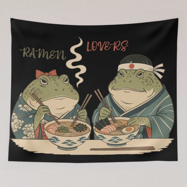 Item preview, Grumpy Frog Eating Japanese Ramen designed and sold by Litely.