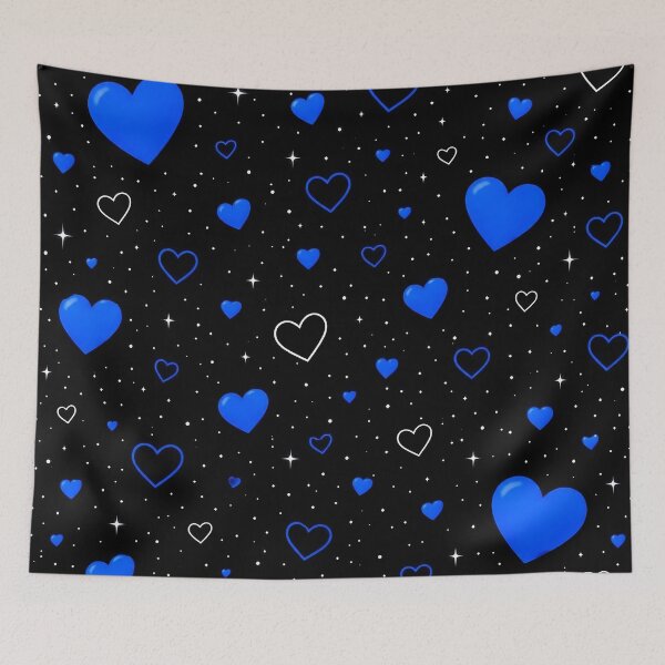 Item preview, Blue Hearts & Starlight Pattern – Romantic Night Sky Design designed and sold by IMuDesigner.