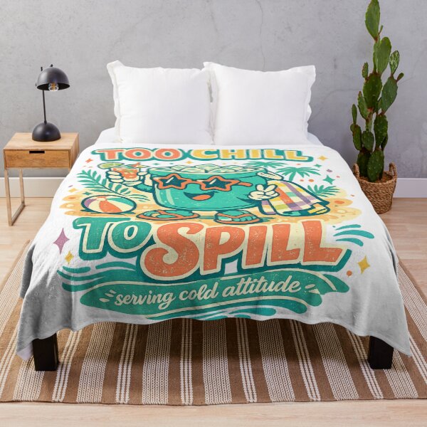 Item preview, Too Chill to Spill Serving Cold Attitude Funny Beach Summer Retro Art Design designed and sold by inkoutninja.