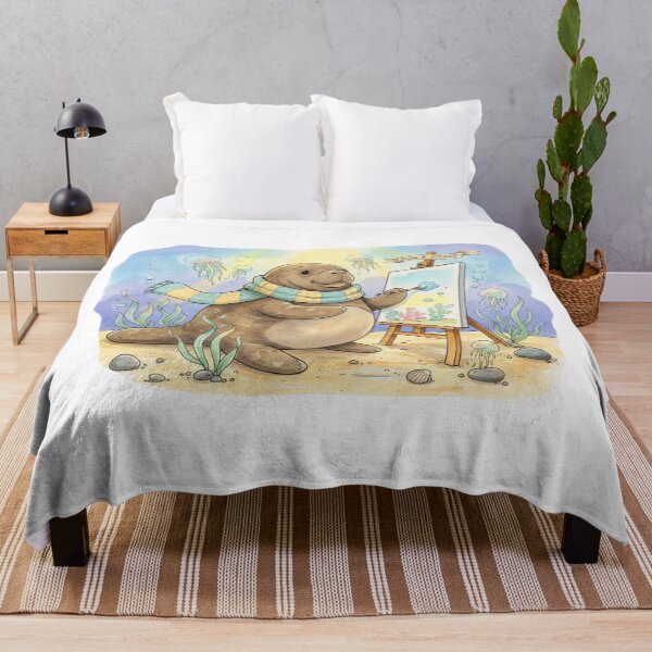 Item preview, Watercolor Manatee Painting Art designed and sold by Litely.