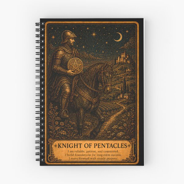 Item preview, Knight of Pentacles Tarot Card - Hard Work & Reliability Illustration designed and sold by ArcanaAbsolute.