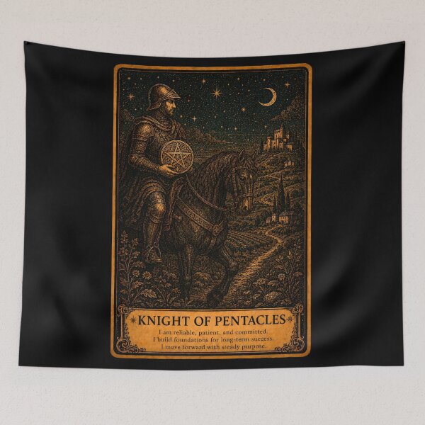 Item preview, Knight of Pentacles Tarot Card - Hard Work & Reliability Illustration designed and sold by ArcanaAbsolute.