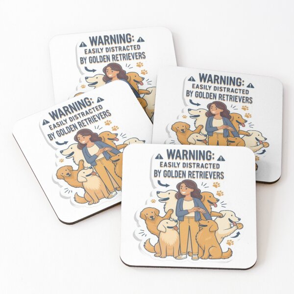 Item preview, Warning Easily Distracted By Golden Retrievers designed and sold by ClaussShop.
