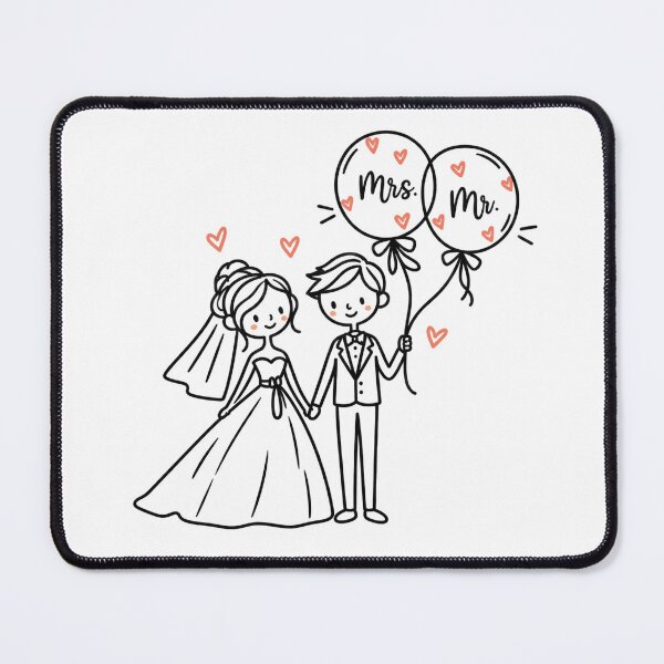 Item preview, Cute Wedding Couple Bride and Groom Line Art designed and sold by Nicha Studio.